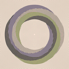 Art composition with concentric lines .Modern art design .Neutral color stripes .Transition circle lines .Bauhaus art style .Geometric shape. Wall art .
