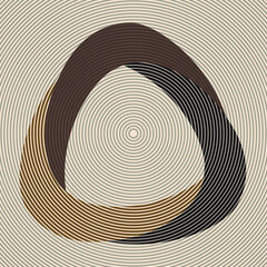 Fototapeta premium Art composition with concentric lines .Modern art design .Neutral color stripes .Transition circle lines .Bauhaus art style .Geometric shape. Wall art .