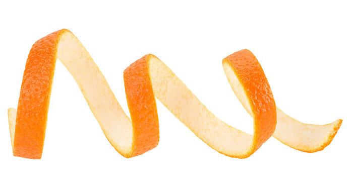 Fresh orange peel isolated on a white background. Vitamin C. Beauty health skin concept.