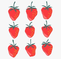 Strawberry in sketch hand drawn style