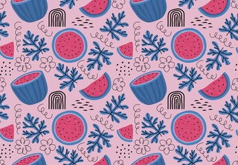 Watermelon seamless pattern. vector illustration