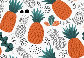 Seamless pineapple pattern. Cute pineapple pattern. vector illustration