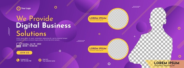 Business conference banner template design for webinar, marketing, online class program, etc