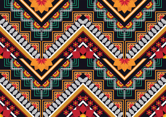 Ethnic abstract geometric flower pattern Design for background, carpet, clothing, wrapping, fabric, cover, textile