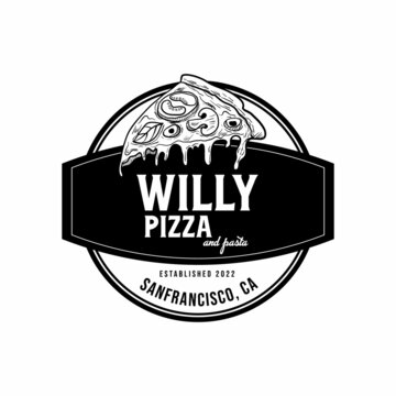 Vintage Retro Design Logo Label for Pizza Food