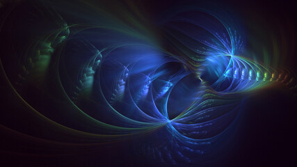 3D rendering abstract multicolor fractal light background