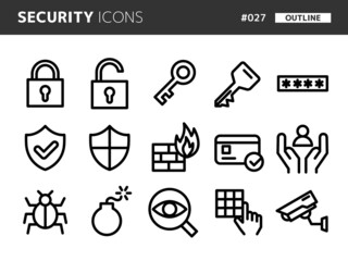 セキュリティに関連するラインスタイルのアイコンセット_027
