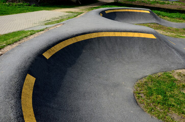 bike path in the car park Pumping (moving up and down) is used instead of pedaling and bouncing to...