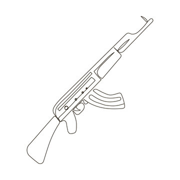 recommend clip art: Rifle continuous line drawing. One line art of weapon, firearms, machine gun, repeating arms, war, army, military exercises.