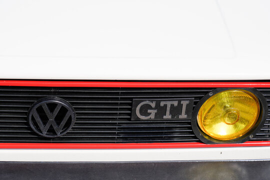 volkswagen golf gti front VW brand text and logo sign mark one car grill german automobile