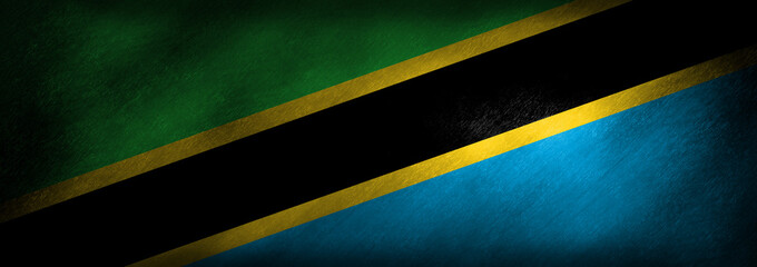 The flag of Tanzania on a retro background - obrazy, fototapety, plakaty