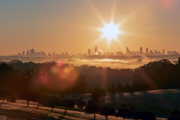 Morning sunrise over Atlanta skyline.