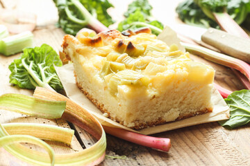 Stück Rhabarberkuchen frisch Rhabarber Kuchen 