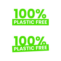 100 Percent Plastic Free Icon Label Sign Design Vector