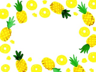 水彩パイナップルフレーム