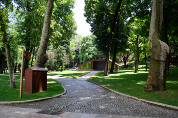 Obraz premium View of historical urban Gulhane Park in the Eminonu district of Istanbul. Turkey.
