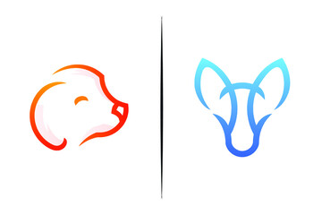 animal head logo vector icon line art gradient color outline template