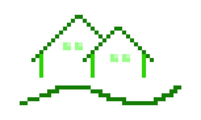 Pixel eco green house vector