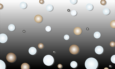 3d background with pearls, balls. Grey gradient. Vector