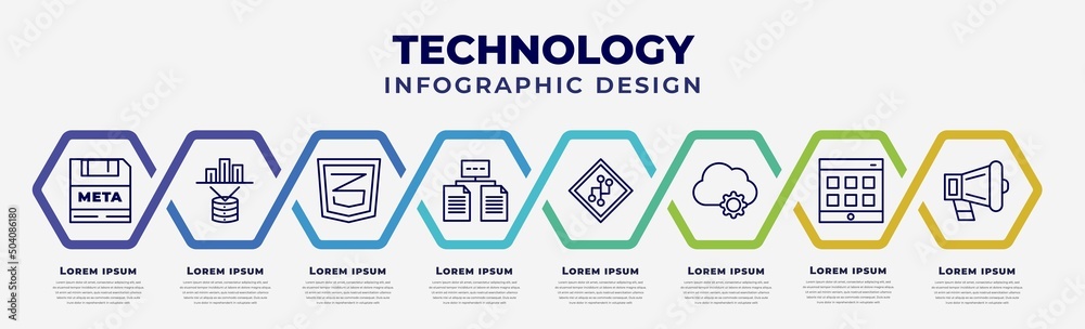 Poster vector infographic design template with icons and 8 options or steps. infographic for technology con