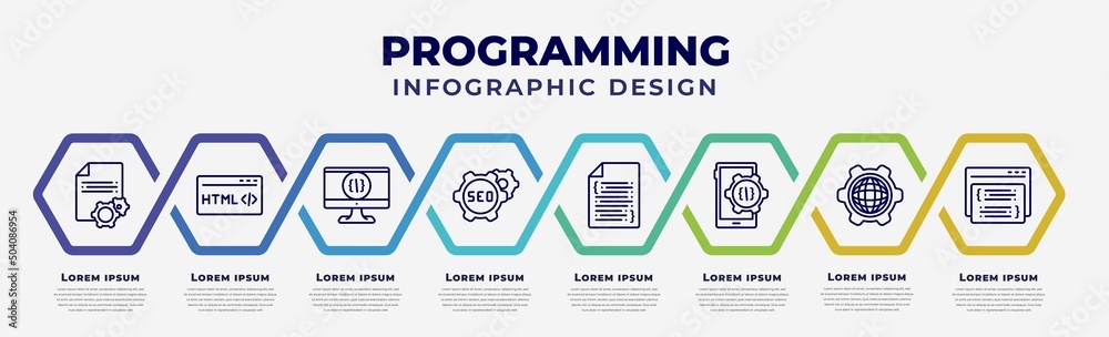Wall mural vector infographic design template with icons and 8 options or steps. infographic for programming co