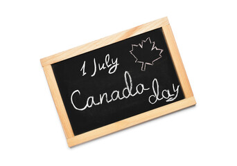 Obraz premium Chalk board with text 1 JULY CANADA DAY on white background