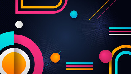 Obraz premium Minimal geometric blue orange red yellow white colorful light technology background abstract design. Vector illustration abstract graphic design banner pattern presentation background web template.