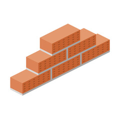 Brick wall. Vector 3d line isometric, color web icons, new flat style. Creative design idea for infographics.