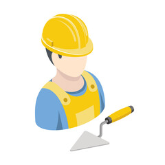 Builder spatula. Vector 3d line isometric, color web icons, new flat style. Creative design idea for infographics.