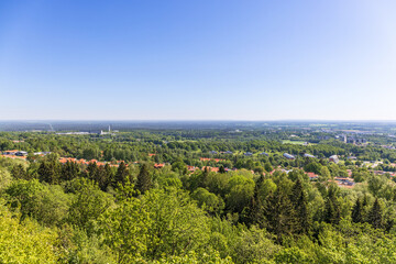 Landscape view over a settlement against the horizon