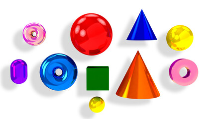 3d render of a set of icons for design