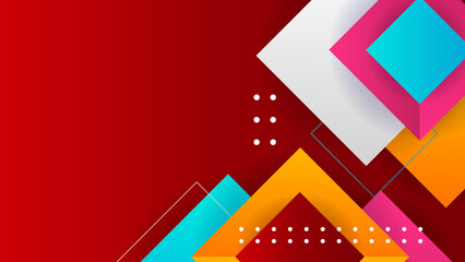 Bright red blue yellow dynamic abstract background. Modern lemon orange color. Fresh business banner for sales, event, holiday, party, halloween, birthday, falling. Fast moving 3d lines soft shadow