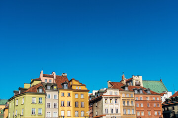 Street view of downtown in Warsaw, Poland