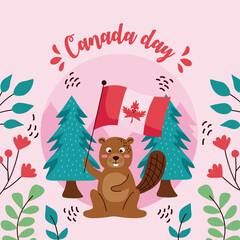 canada day lettering with squirrel