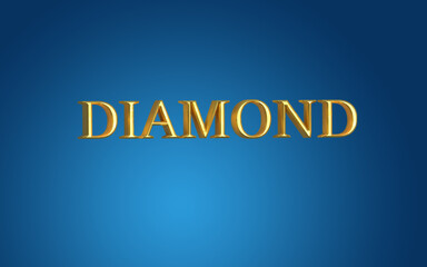 gold Diamond font isolated from blue background. 3D illustration