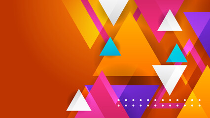 Abstract orange red blue white colorful geometric light triangle line shape with futuristic concept presentation background