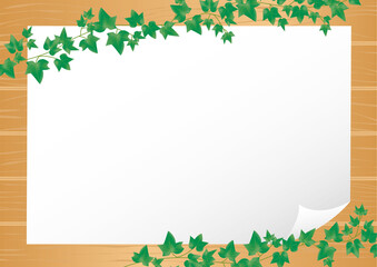 蔦と木製看板と紙のフレーム