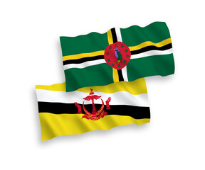 Fototapeta premium Flags of Dominica and Brunei on a white background