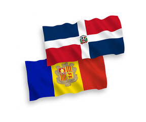 Fototapeta premium Flags of Dominican Republic and Andorra on a white background