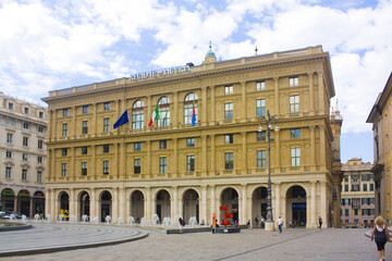 Fototapeta na wymiar Palazzo della Regione Liguria at Ferrari square in Genoa