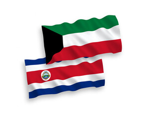 Flags of Republic of Costa Rica and Kuwait on a white background
