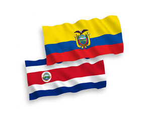 Flags of Republic of Costa Rica and Ecuador on a white background