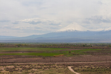 View of Mount Ararat from the famous ancient monastery of Khor Virap. Armenia