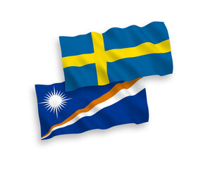 Flags of Sweden and Republic of the Marshall Islands on a white background