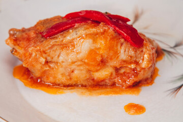 cod fillet, grilled fish with tomato sauce