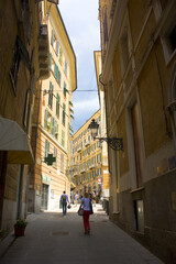 cient street of Old Town in Genoa, Italy