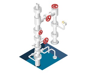 Isometric design concept illustration. well drilling pipe