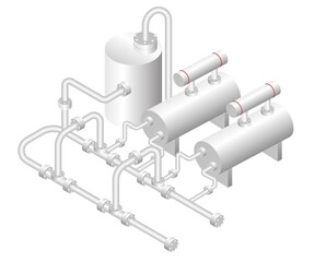 Isometric design concept illustration. oil and gas industry pipes and tubes