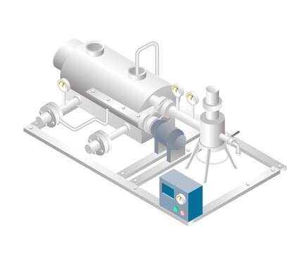 Isometric design concept illustration. oil tank with gas pipeline