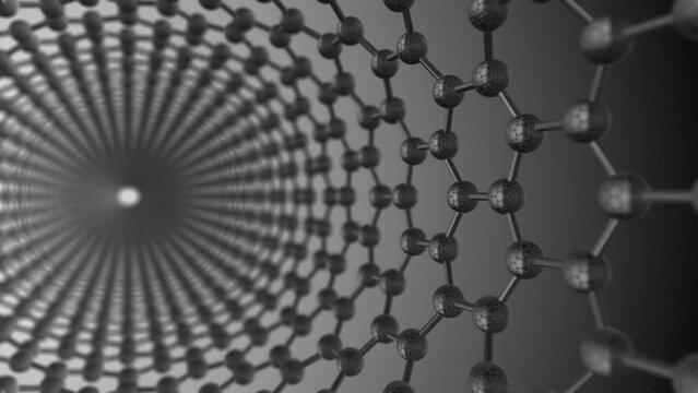Carbon nanotube atom molecular structure in graphene graphite lattice